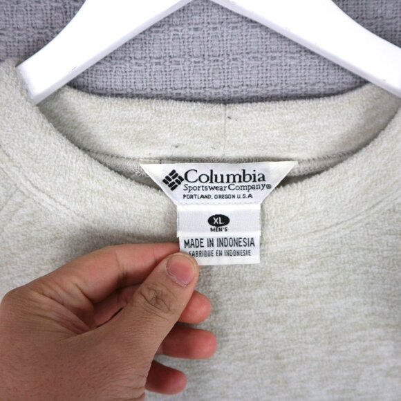 Vintage Columbia Fleece Two Tone Cream / Grey Longsleeve Mens XL - Picture 5 of 6